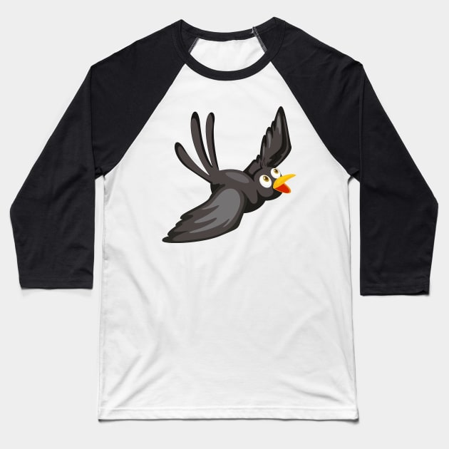 happy blackbird flying Baseball T-Shirt by pickledpossums